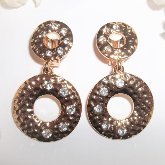 Fashion Jewelry Jewelry - Pre-owned, CLIP ON Earrings, Rose Gold Earrings, Rose Gold Hoops, Earring 7997